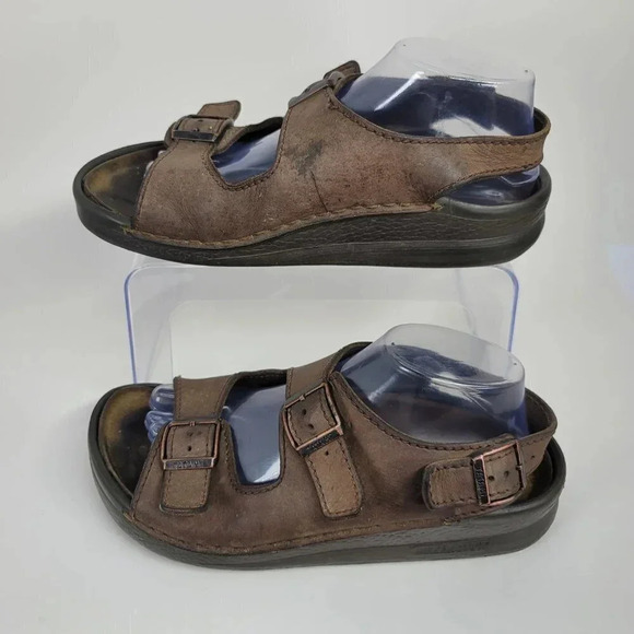 Birkenstock Men's 7 Women 9 Tatami 2 Strap Brown Leather Sandal Shoes Normcore - Picture 2 of 12